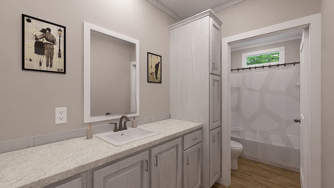 The hexagon bathroom home features